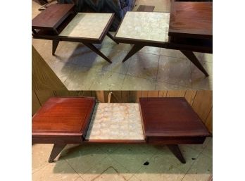Midcentury Modern Capiz Shell Top Coffee Table And End Tables (3 Pieces)