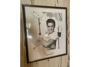 Elvis Presley Photo Portfolio Music Memorabilia Framed 20x23 With Stamps & Last Concert Tickets