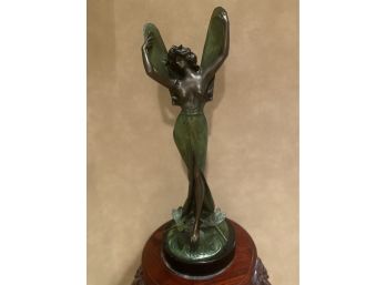L. Bossin 'Libellule' Dragonfly Girl 20' Bronze Statue