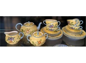 Asian Tea Set Service For 6 Yellow Floral