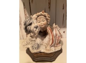 G. Armani Capodimonte Porcelain Figurine Girl With Dog