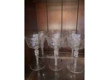 Set Of 8 Crystal Wine 6 Inch Glasses