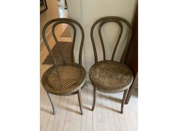 Pair Of Bentwood Design Chairs With Cane Seats