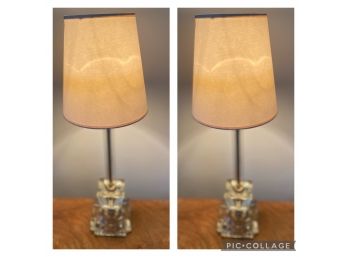 Pair Of Small Bedside Glass Lamps