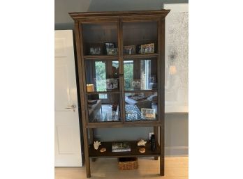 Wood Curio Cabinet, Glass Front Doors