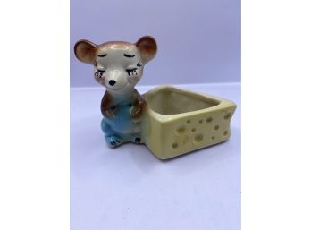 Vintage Mouse & Cheese Planter