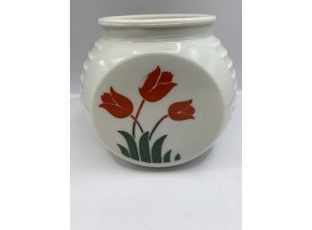 Fire King Red Tulips Grease Jar. No Lid