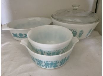 Assorted Turquoise & White Vintage Pyrex