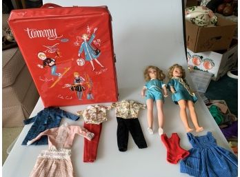 Two Vintage Tammy Dolls, Case, Clothes