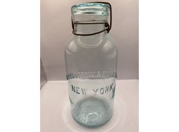 Antique Aqua Crown Cordial & Extract New York Mason Fruit Jar