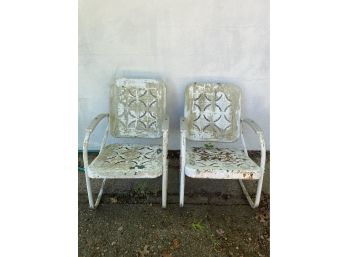Two 1950s  Metal Lawn Chairs