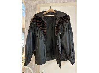 Womens Fringe Leather Jacket.  Large