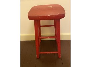 Rustic Red Wood Stool