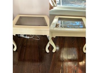 Two Wooden And Glass End Tables