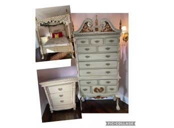 French Provincial Bedroom Set - 3 Pieces-  Queen Bed