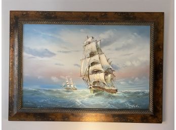 Sailboat Framed Oil Painting
