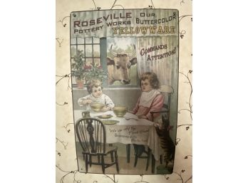 Roseville Pottery Tin Wall Sign