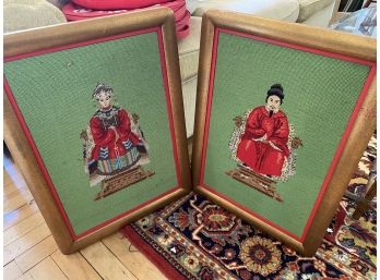 Two Framed Asian Needle Points