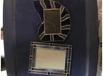 Set Of Blue Glass Picture Frames