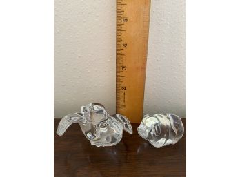 2 Mini Baccarat Glass Figurines
