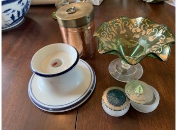 Lot Of Candles And Candleholders  5 Pieces