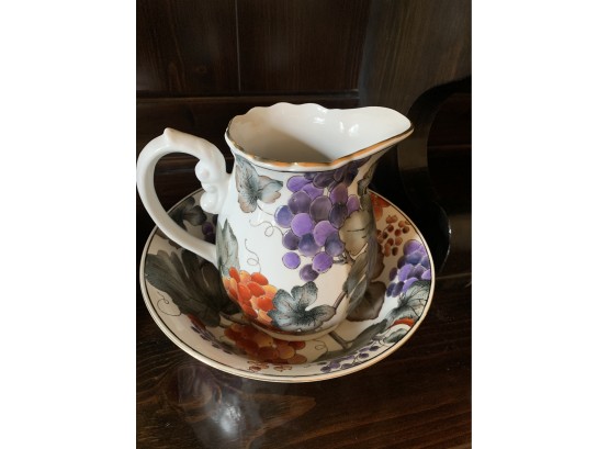 Floral Bowl And Pitcher