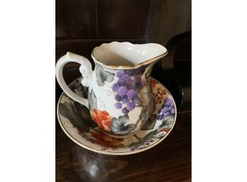 Floral Bowl And Pitcher