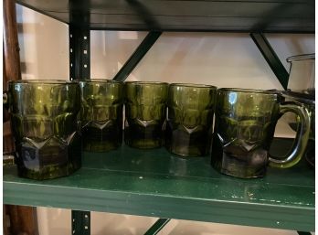 Green Glass Mugs (5)