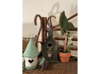 Birdhouse Trio & Topiary
