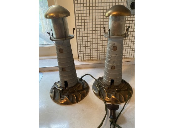 Pair Of  Vintage Lighthouse Lamps