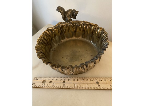 Silver Plate Nut Bowl With Cute Squirrel