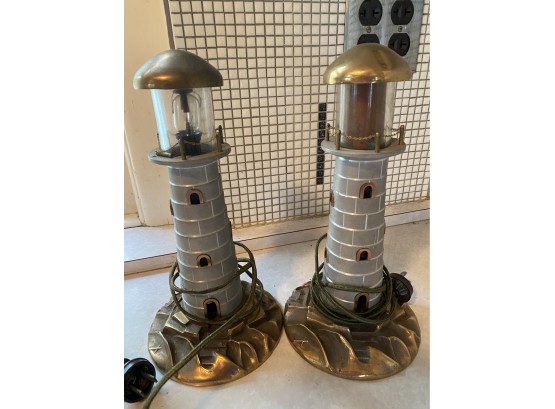 Pair Of Vintage Lighthouse Lamps