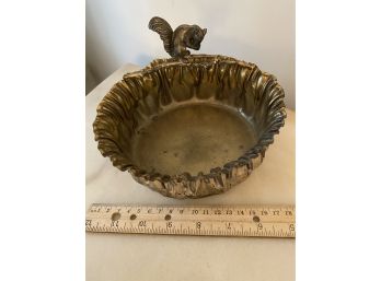 Silver Plate Nut Bowl With Cute Squirrel