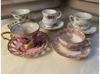 Lot Of 5 Teacups And Saucers