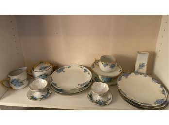 Assortment Of Blue Floral China