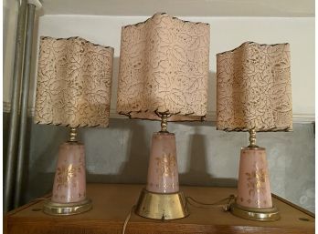 Trio Of Vintage Pink Lamps