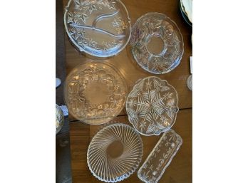 Lot Of 6 Glass Serving Plates