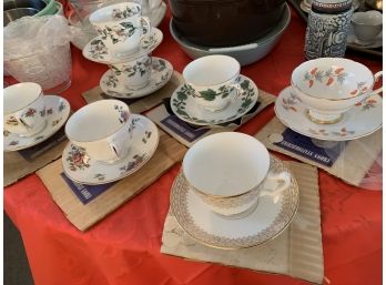 Lot Of 7 Beautiful Cups And Saucers
