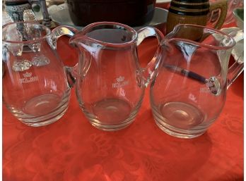 Trio Of KLM Airlines Glass Pitchers