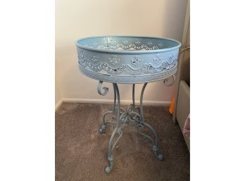 Blue Metal Accent Table