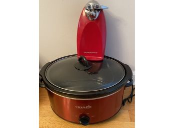 Red Crockpot & Can Opener