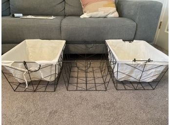 3 Metal Storage Baskets With 2 Liners
