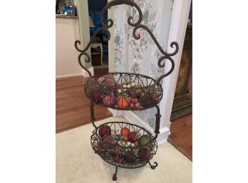 Wire Basket And Decorative Fruit