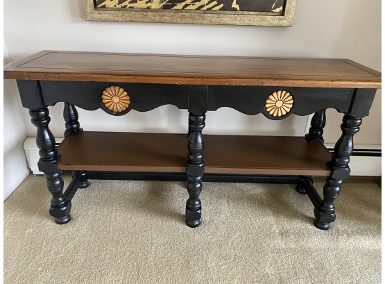 Pine/Black Console Table