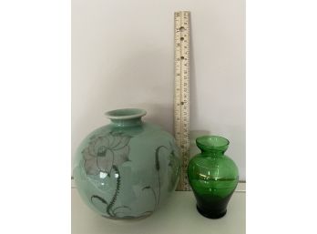Pair Of Green Vases