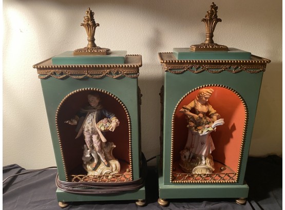 Pair Of Vintage Lighted Shadow Boxes
