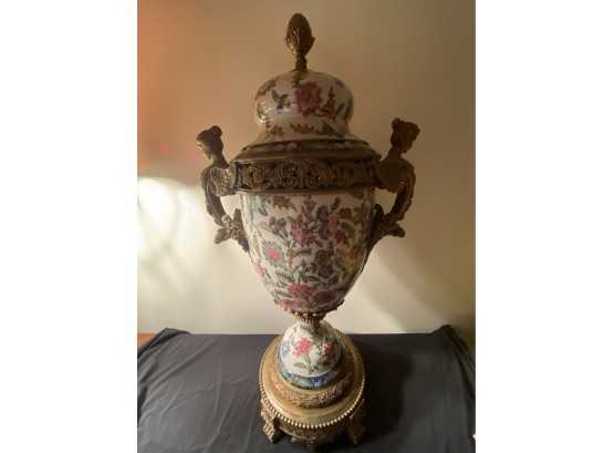 Covered Urn With Brass Female Handles