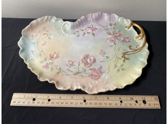 Antique Limoges Tray With Pink Flowers
