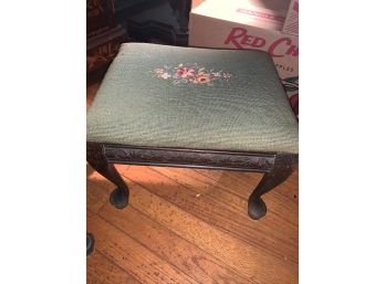 Green Embroided Foot Stool
