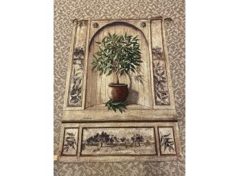 54x38 Mohawk Olive Landscape Tapestry Hanging With Rod